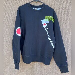 CHAMPION Super Fleece 2.0 Behind the Label 1919 CREWNECK, Size Large Black